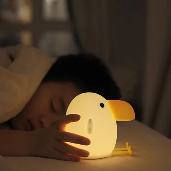 Magamistuba Öö Silikoon Lamp Lastele Baby Kingitus Lind LED Night Light Touch Sensor 2 Värvi Tahavaatepeeglid Taimer, USB Laetav