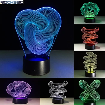 3D LED Abstraktne Graafika Öö Valguses Lastele Kingitus, 7 Värvi Touch Muutmine Akrüül Öö Decor Tabel Lamp ystävänpäivä