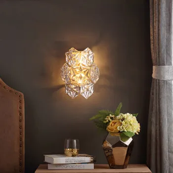 Loominguline Kõik vasest postmodernistlik led valgus isiksuse magamistuba toas voodi kõrval koridori lambi vahekäiguga valgustus luxury crystal seina lamp